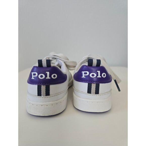 Polo Ralph Lauren Bear Sneakers Kids Size 11 White Purple Preppy Vibes - Picture 3 of 7